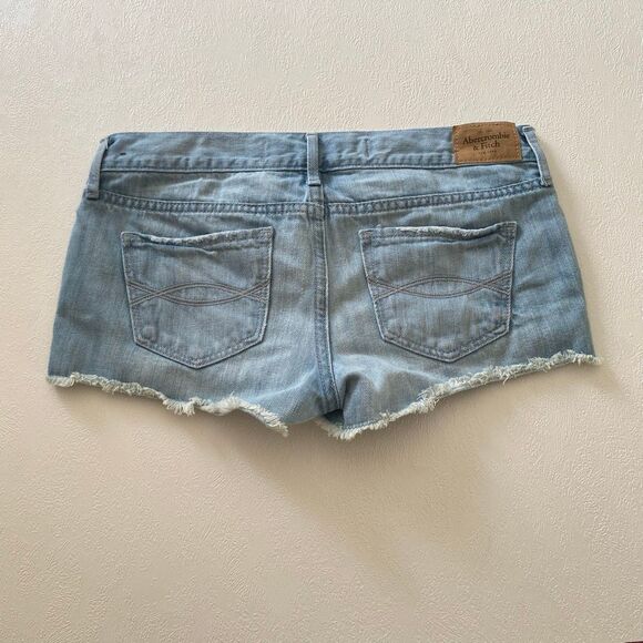 Abercrombie & Fitch Distressed Denim Shorts Light Wash 00 / 24 Women’s Cutoff Je - Picture 2 of 8